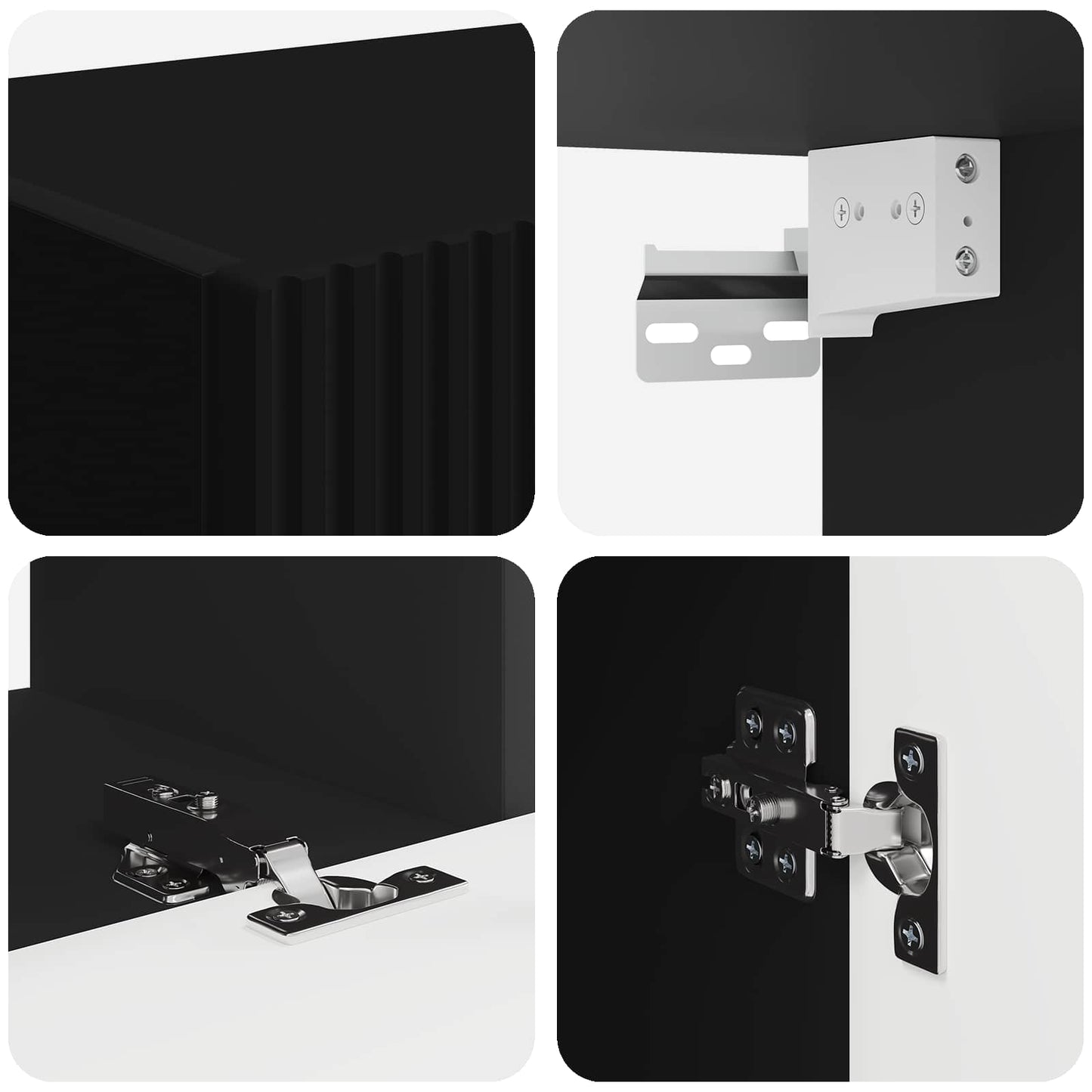 vidaXL TV-Schrankset Wandmontiert 4 pcs Schwarz Holzwerkstoff