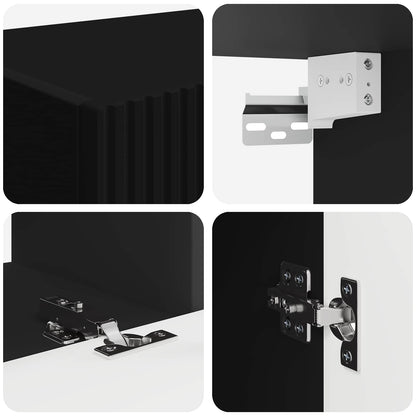 vidaXL TV-Schrankset Wandmontiert 4 pcs Schwarz Holzwerkstoff