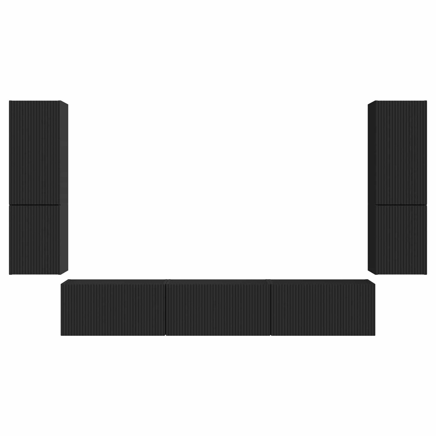 vidaXL TV-Schrankset Wandmontiert 4 pcs Schwarz Holzwerkstoff