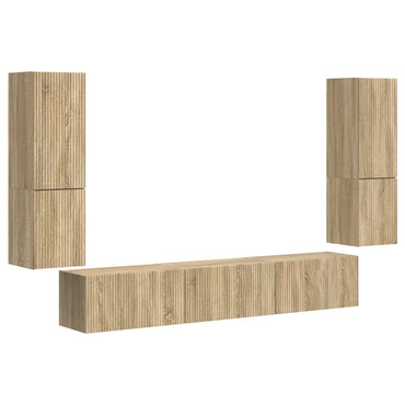 vidaXL TV-Schrankset Wandmontiert 4 pcs Sonoma-Eiche Holzwerkstoff