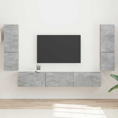 vidaXL Ensemble de meubles TV muraux 4 pcs Gris béton Aggloméré