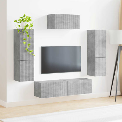 vidaXL Ensemble de meubles TV muraux 4 pcs Gris béton Aggloméré