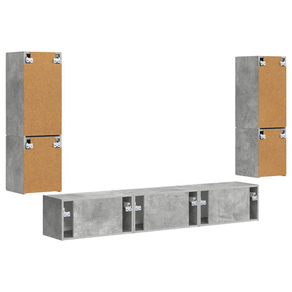 vidaXL Ensemble de meubles TV muraux 4 pcs Gris béton Aggloméré