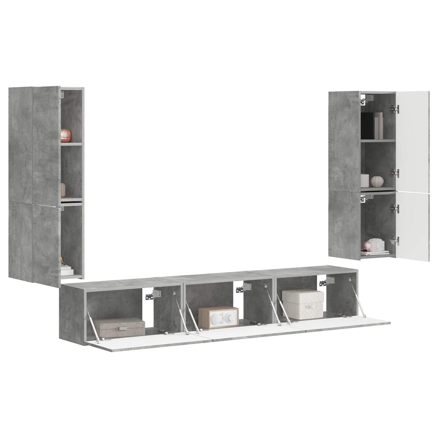 vidaXL Ensemble de meubles TV muraux 4 pcs Gris béton Aggloméré