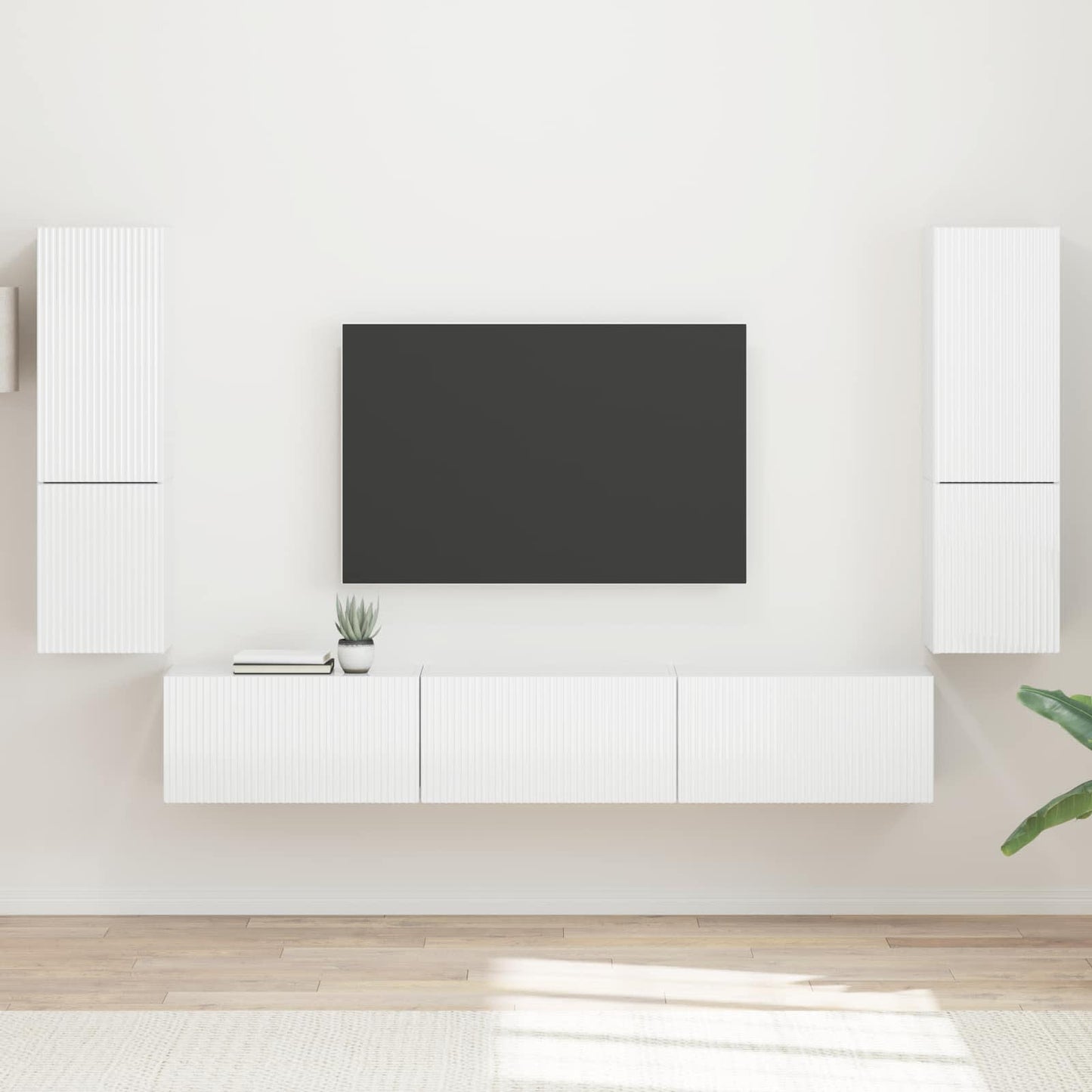vidaXL TV-Schrankset Wandmontiert 4 pcs Hochglanz Weiß Holzwerkstoff