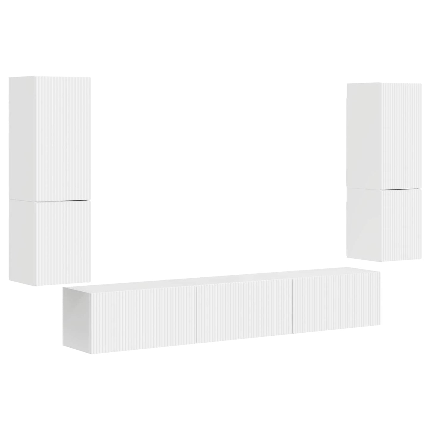 vidaXL TV-Schrankset Wandmontiert 4 pcs Hochglanz Weiß Holzwerkstoff
