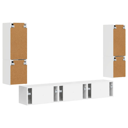vidaXL TV-Schrankset Wandmontiert 4 pcs Hochglanz Weiß Holzwerkstoff