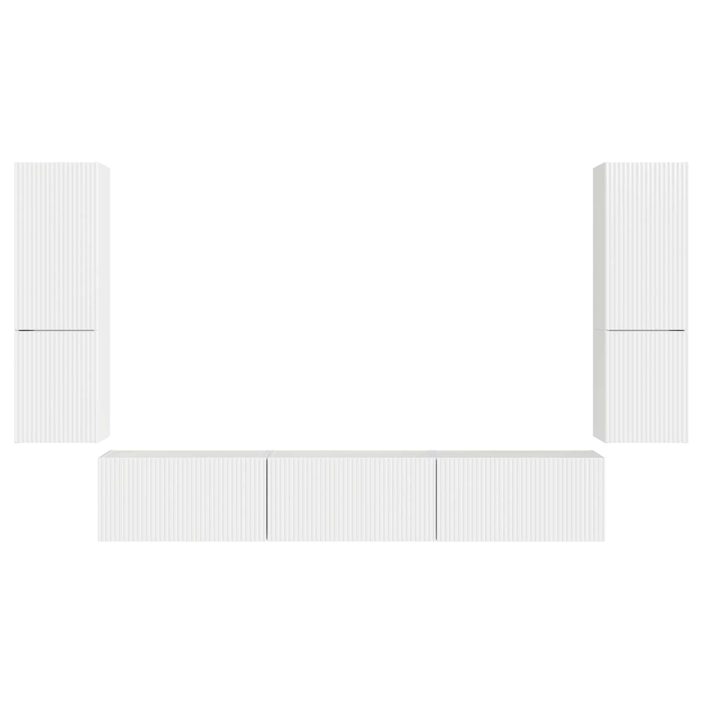 vidaXL TV-Schrankset Wandmontiert 4 pcs Hochglanz Weiß Holzwerkstoff