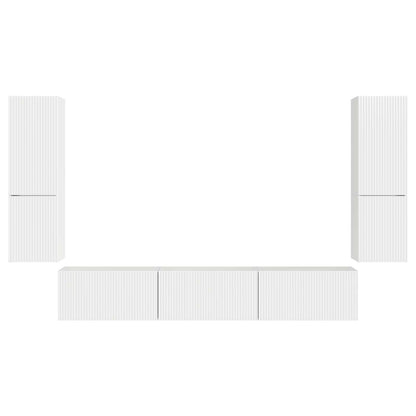 vidaXL TV-Schrankset Wandmontiert 4 pcs Hochglanz Weiß Holzwerkstoff