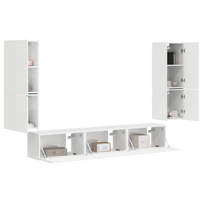 vidaXL TV-Schrankset Wandmontiert 4 pcs Hochglanz Weiß Holzwerkstoff