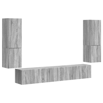 vidaXL TV-Schrankset Wandmontiert 4 pcs Graues Sonoma Holzwerkstoff