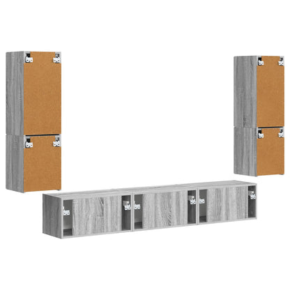 vidaXL TV-Schrankset Wandmontiert 4 pcs Graues Sonoma Holzwerkstoff