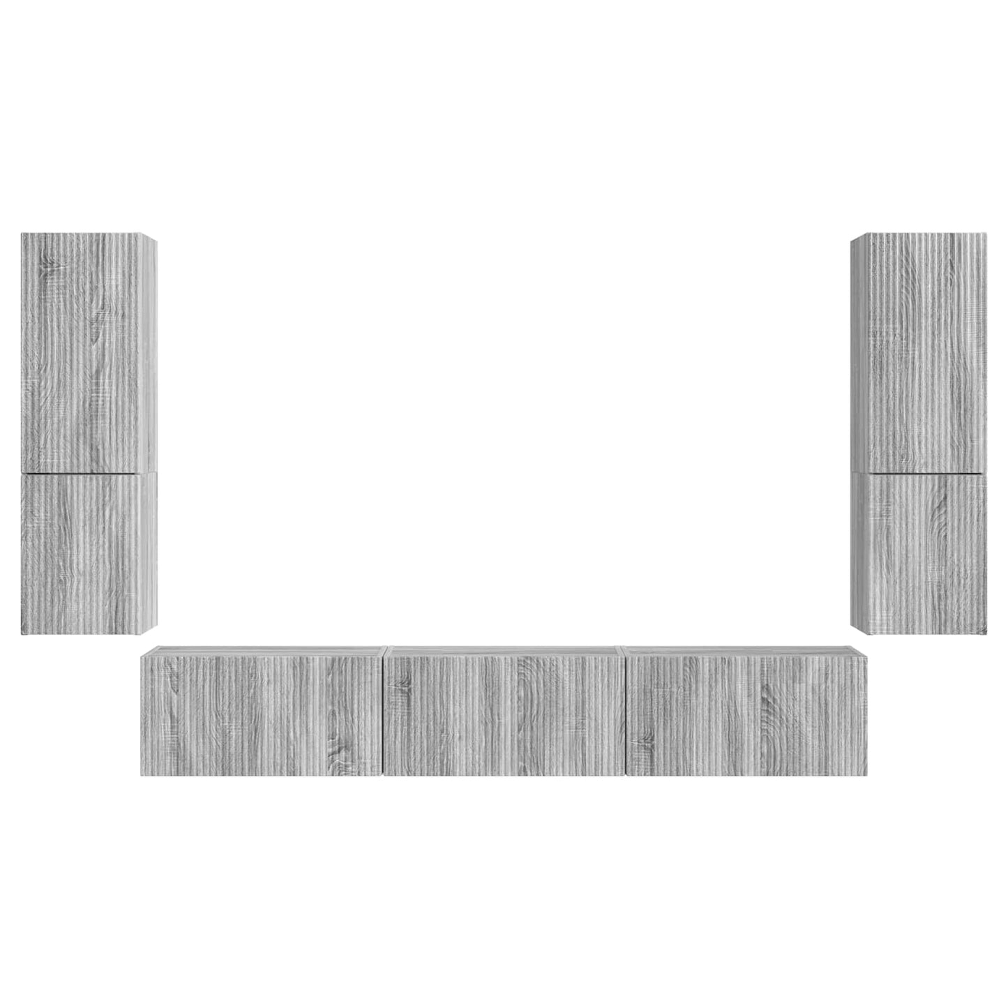 vidaXL TV-Schrankset Wandmontiert 4 pcs Graues Sonoma Holzwerkstoff