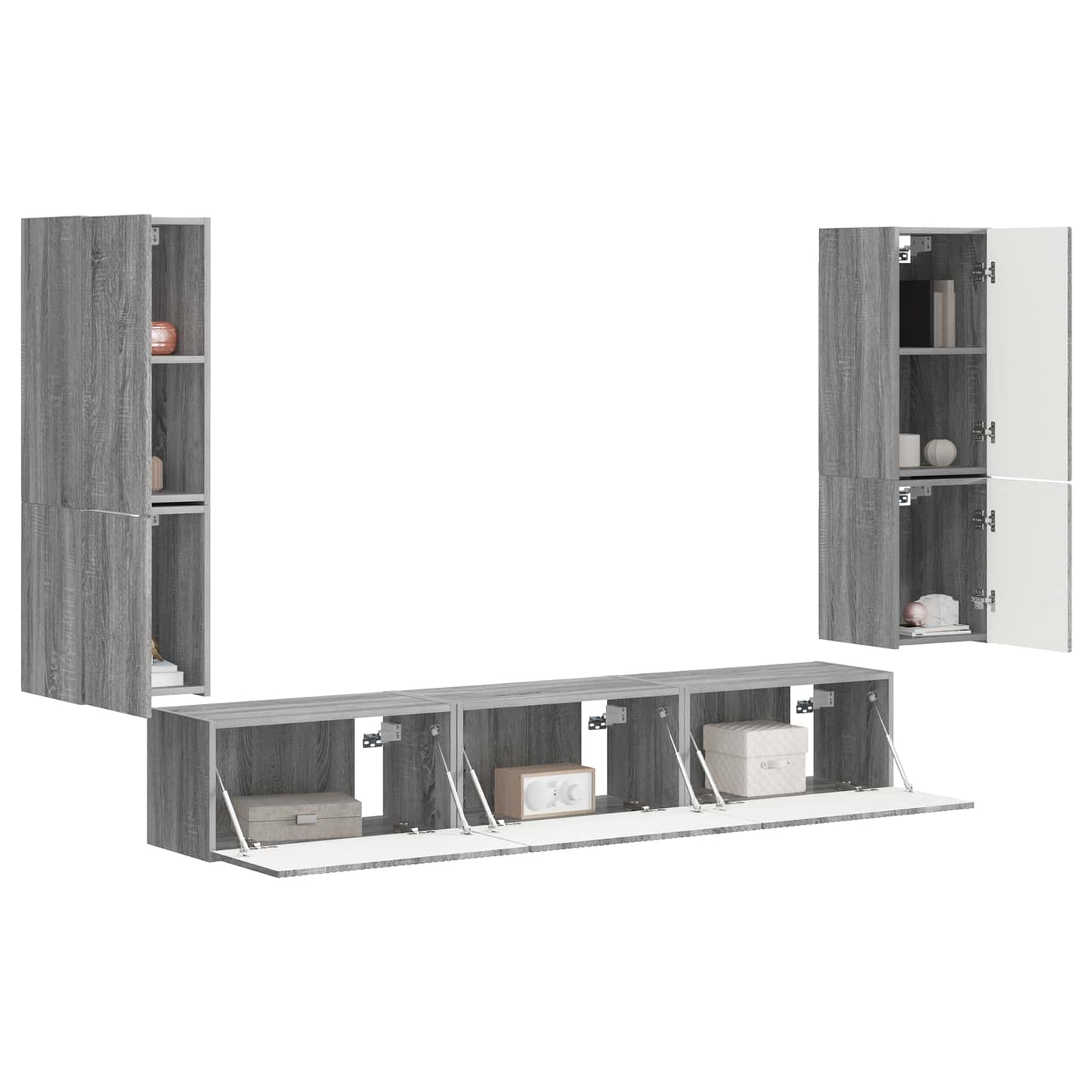 vidaXL TV-Schrankset Wandmontiert 4 pcs Graues Sonoma Holzwerkstoff