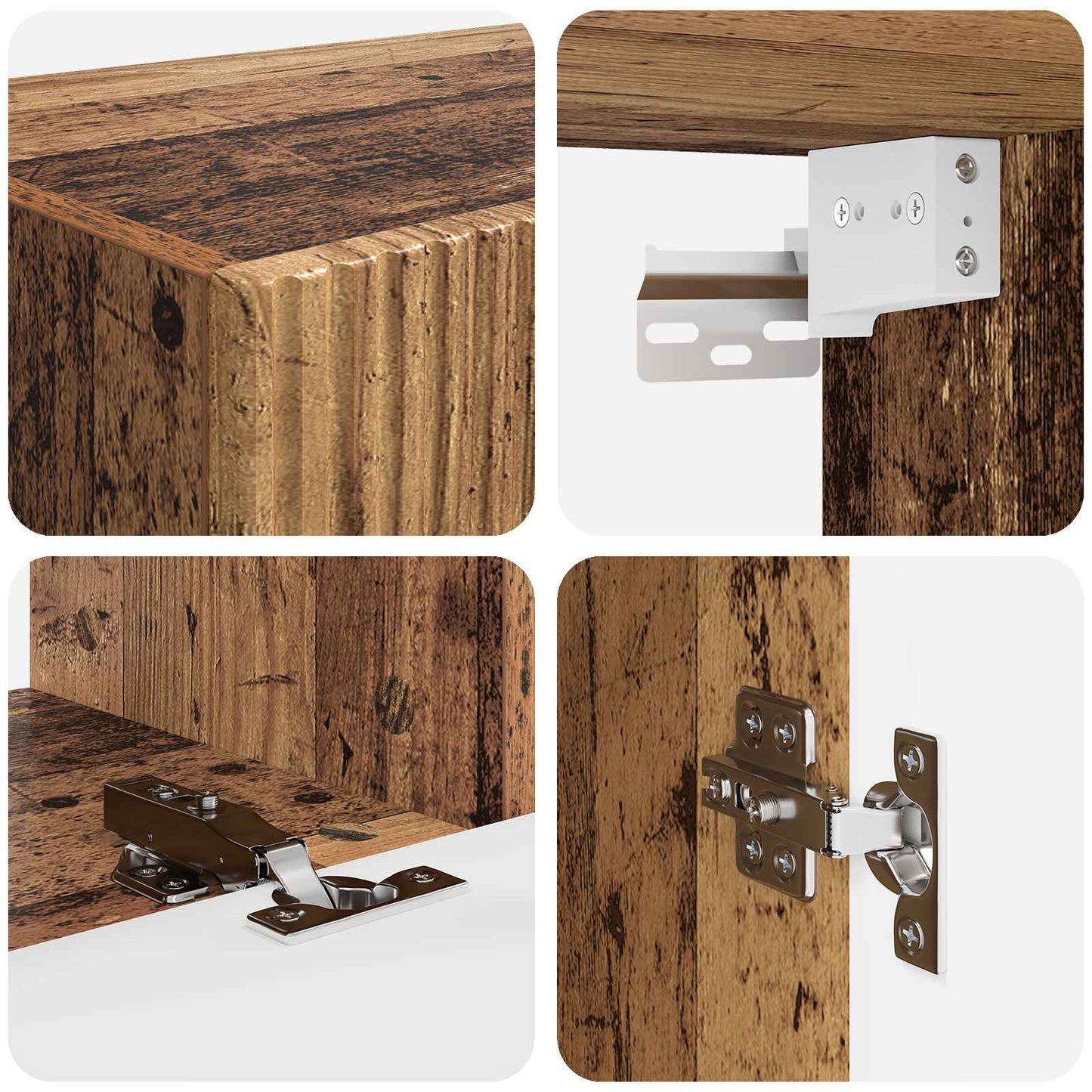 vidaXL TV-Schrankset Wandmontiert 4 pcs Altholz Holzwerkstoff