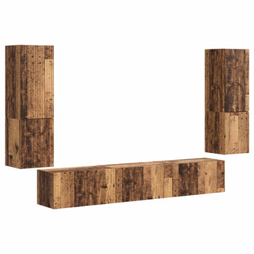 vidaXL TV-Schrankset Wandmontiert 4 pcs Altholz Holzwerkstoff