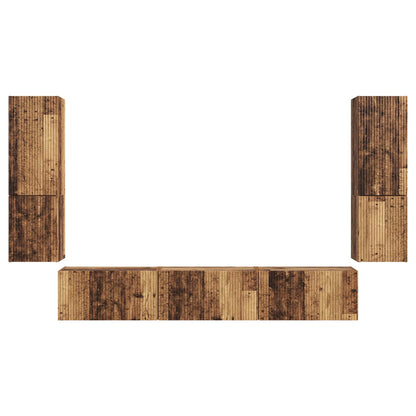 vidaXL TV-Schrankset Wandmontiert 4 pcs Altholz Holzwerkstoff