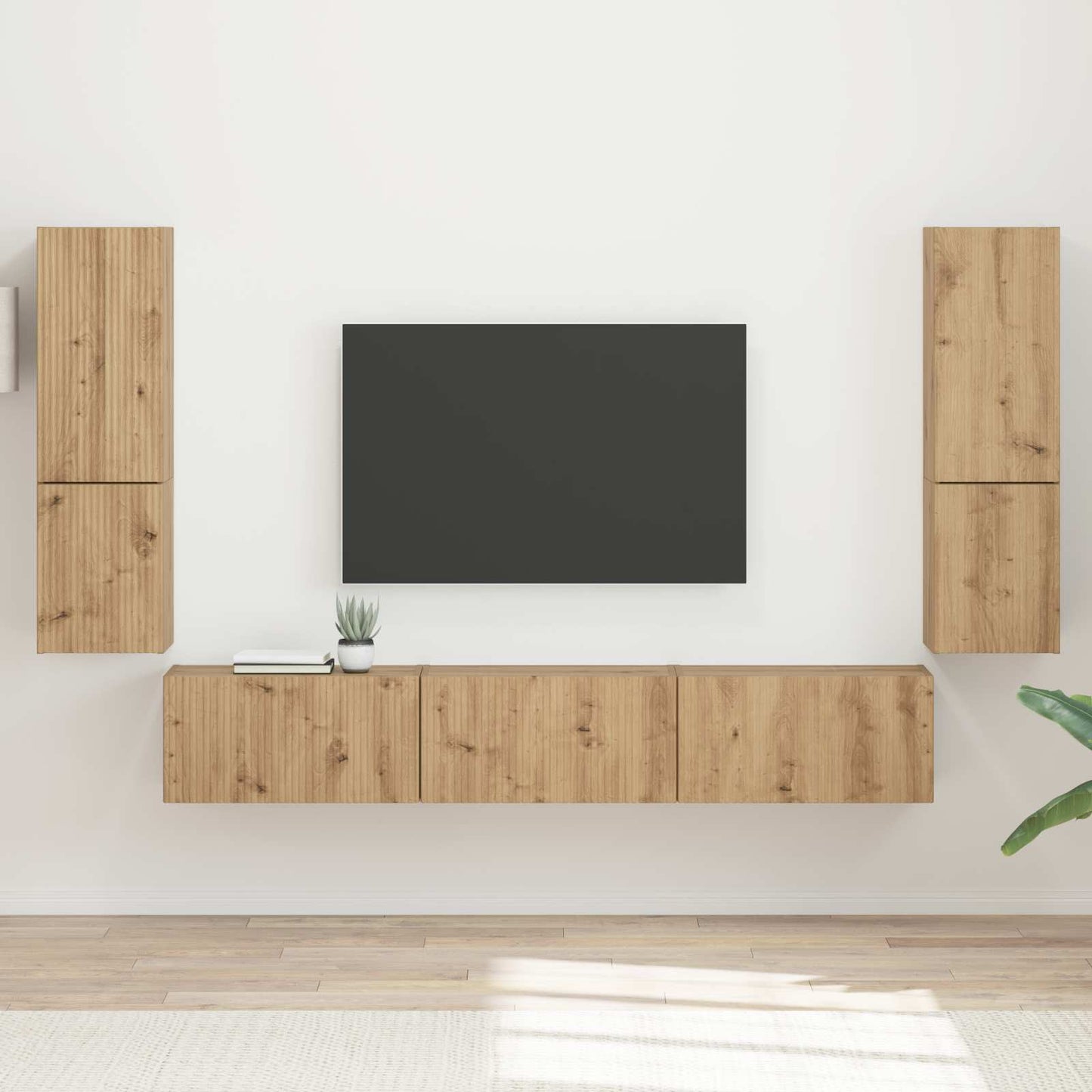 vidaXL TV-Schrankset Wandmontiert 4 pcs Artisan-Eiche Holzwerkstoff