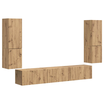 vidaXL TV-Schrankset Wandmontiert 4 pcs Artisan-Eiche Holzwerkstoff