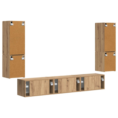 vidaXL TV-Schrankset Wandmontiert 4 pcs Artisan-Eiche Holzwerkstoff