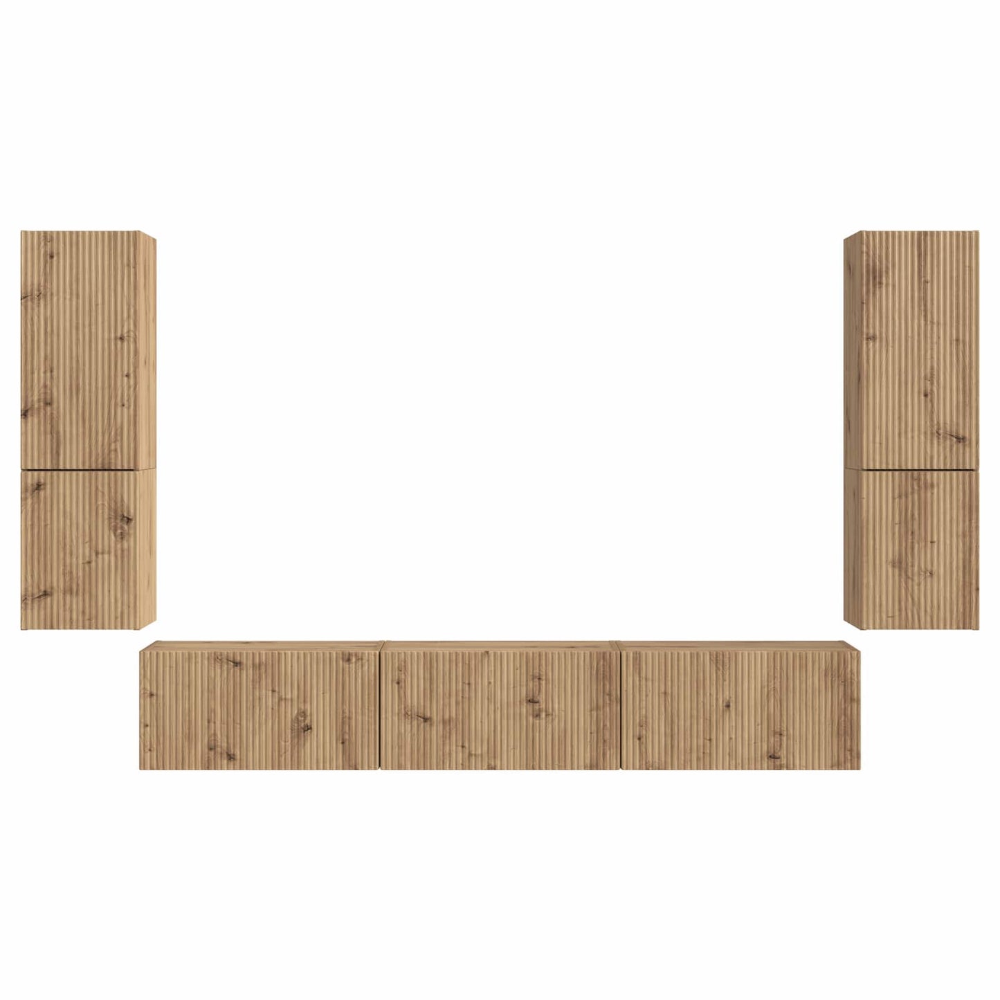 vidaXL TV-Schrankset Wandmontiert 4 pcs Artisan-Eiche Holzwerkstoff