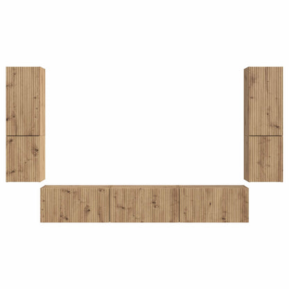 vidaXL TV-Schrankset Wandmontiert 4 pcs Artisan-Eiche Holzwerkstoff