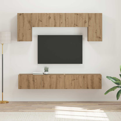vidaXL TV-Schrankset Wandmontiert 5 pcs Beton Grau Holzwerkstoff