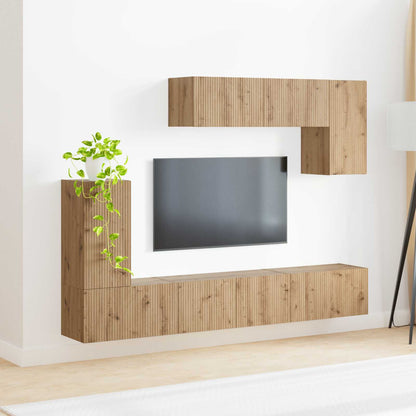 vidaXL TV-Schrankset 5 pcs Geräucherte Eiche Holzwerkstoff