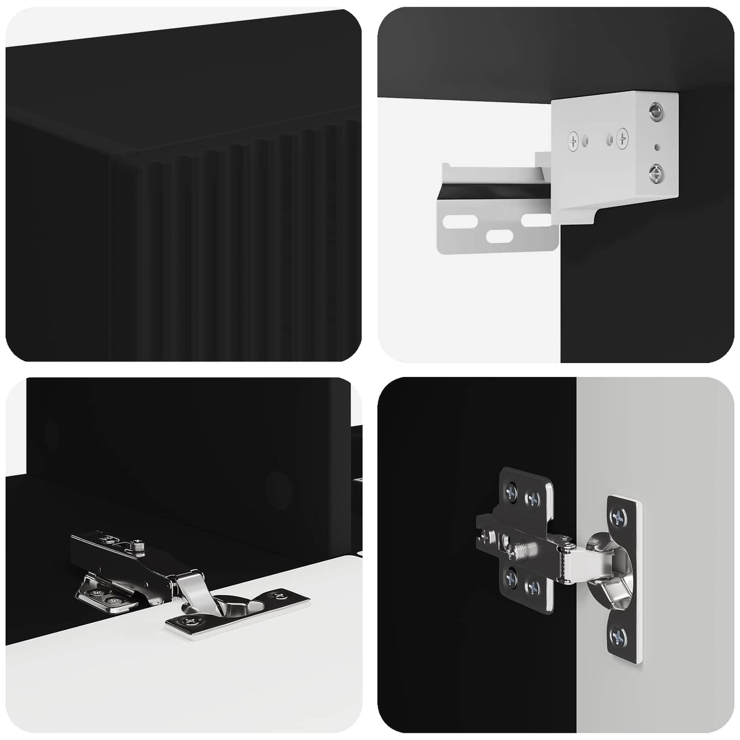 vidaXL TV-Schrankset Wandmontiert 6 pcs Schwarz Holzwerkstoff