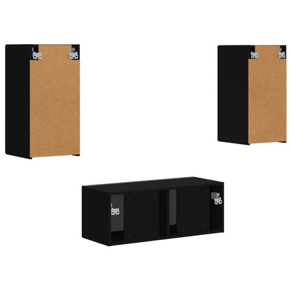 vidaXL TV-Schrankset Wandmontiert 6 pcs Schwarz Holzwerkstoff