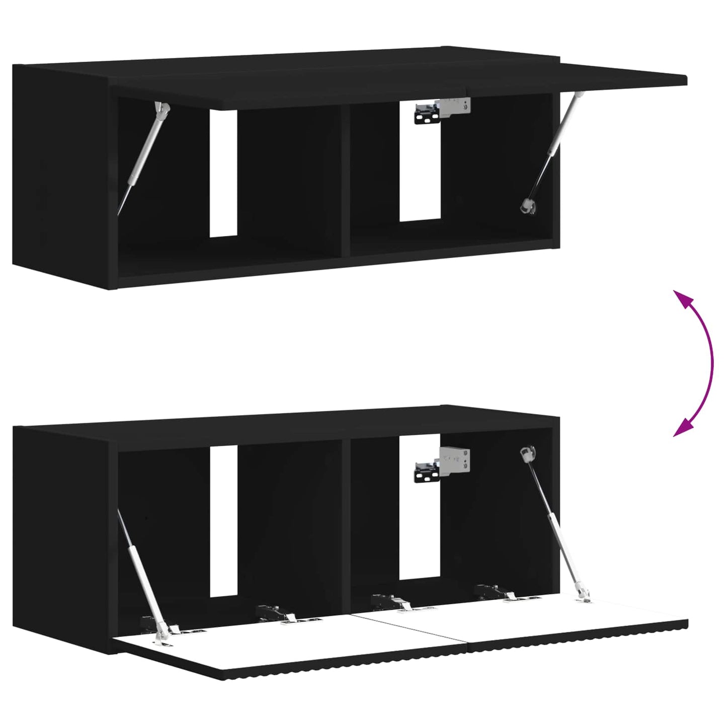 vidaXL TV-Schrankset Wandmontiert 6 pcs Schwarz Holzwerkstoff