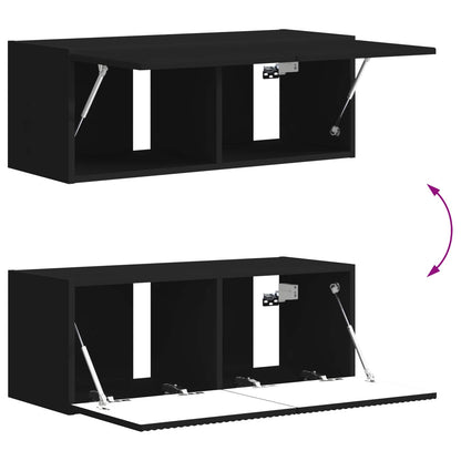 vidaXL TV-Schrankset Wandmontiert 6 pcs Schwarz Holzwerkstoff