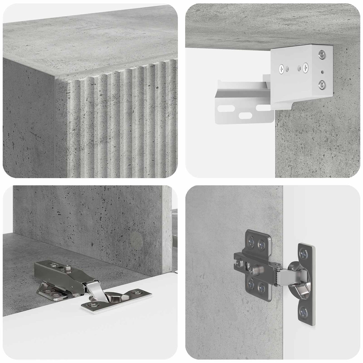 vidaXL TV-Schrankset Wandmontiert 6 pcs Beton Grau Holzwerkstoff