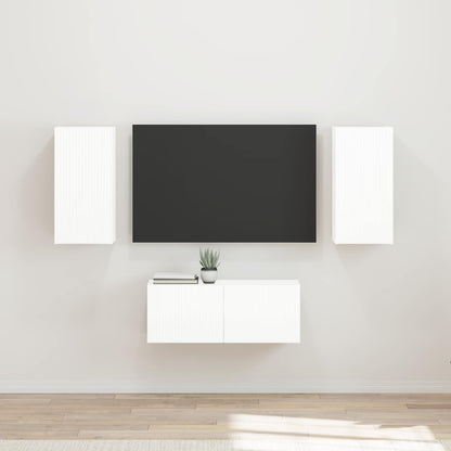 vidaXL TV-Schrankset Wandmontiert 6 pcs Hochglanz Weiß Holzwerkstoff