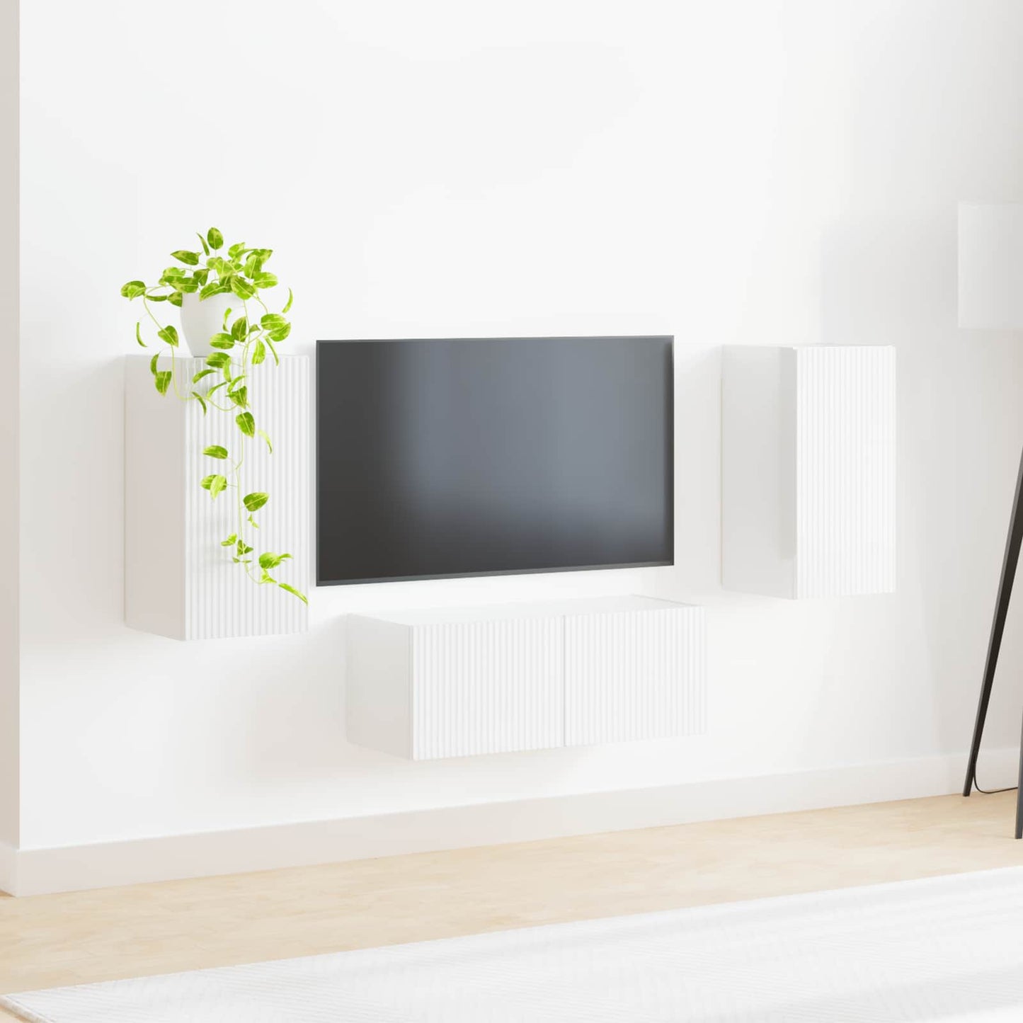 vidaXL TV-Schrankset Wandmontiert 6 pcs Hochglanz Weiß Holzwerkstoff