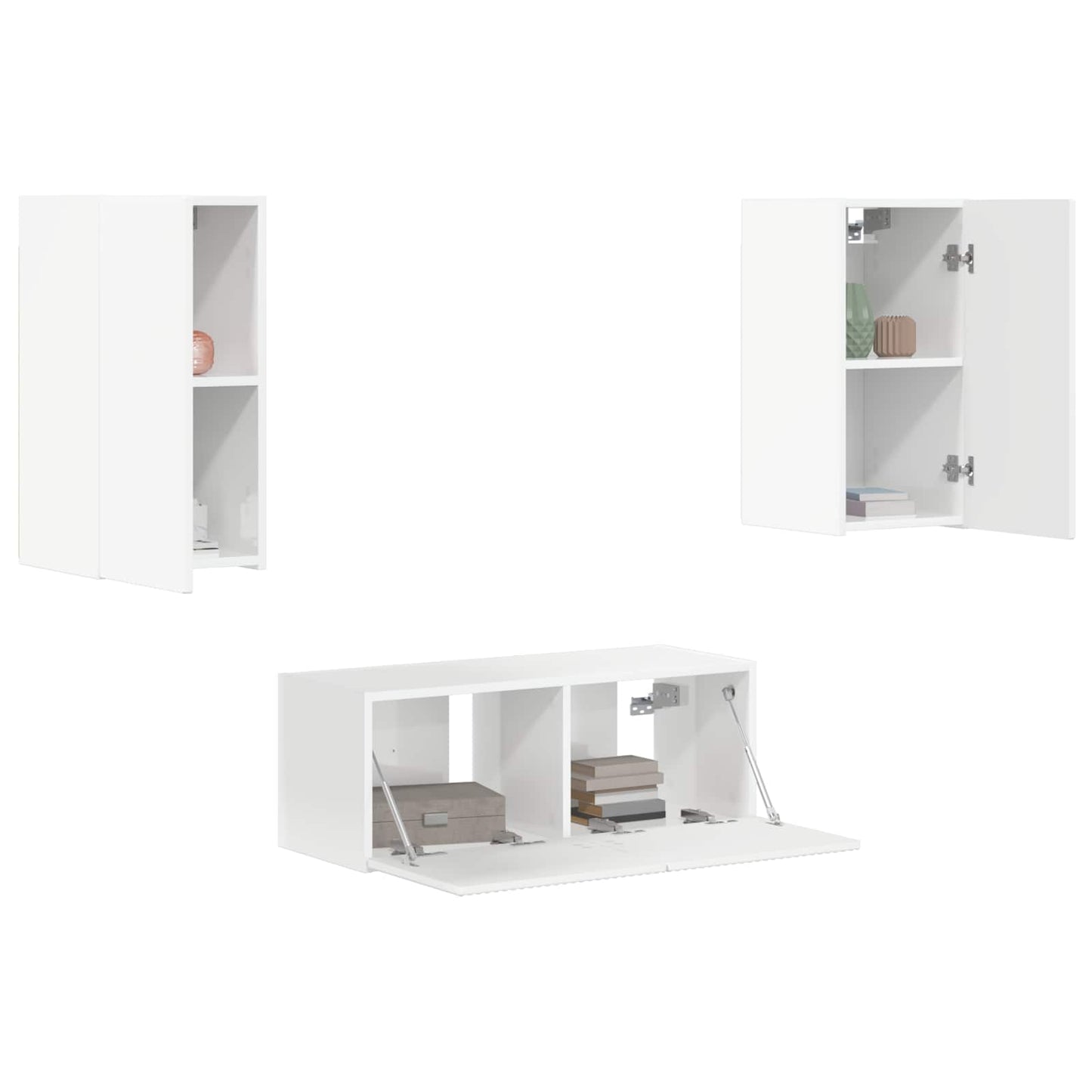 vidaXL TV-Schrankset Wandmontiert 6 pcs Hochglanz Weiß Holzwerkstoff
