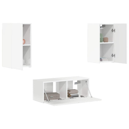 vidaXL TV-Schrankset Wandmontiert 6 pcs Hochglanz Weiß Holzwerkstoff