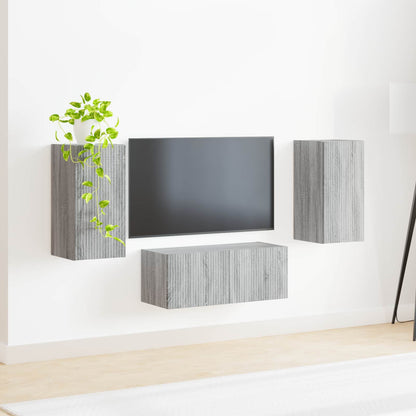 vidaXL TV-Schrankset Wandmontiert 6 pcs Graues Sonoma Holzwerkstoff