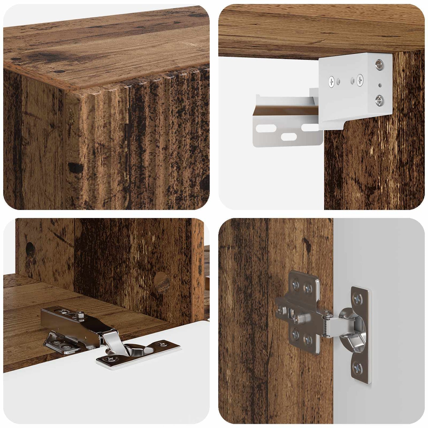 vidaXL TV-Schrankset Wandmontiert 6 pcs Altholz Holzwerkstoff