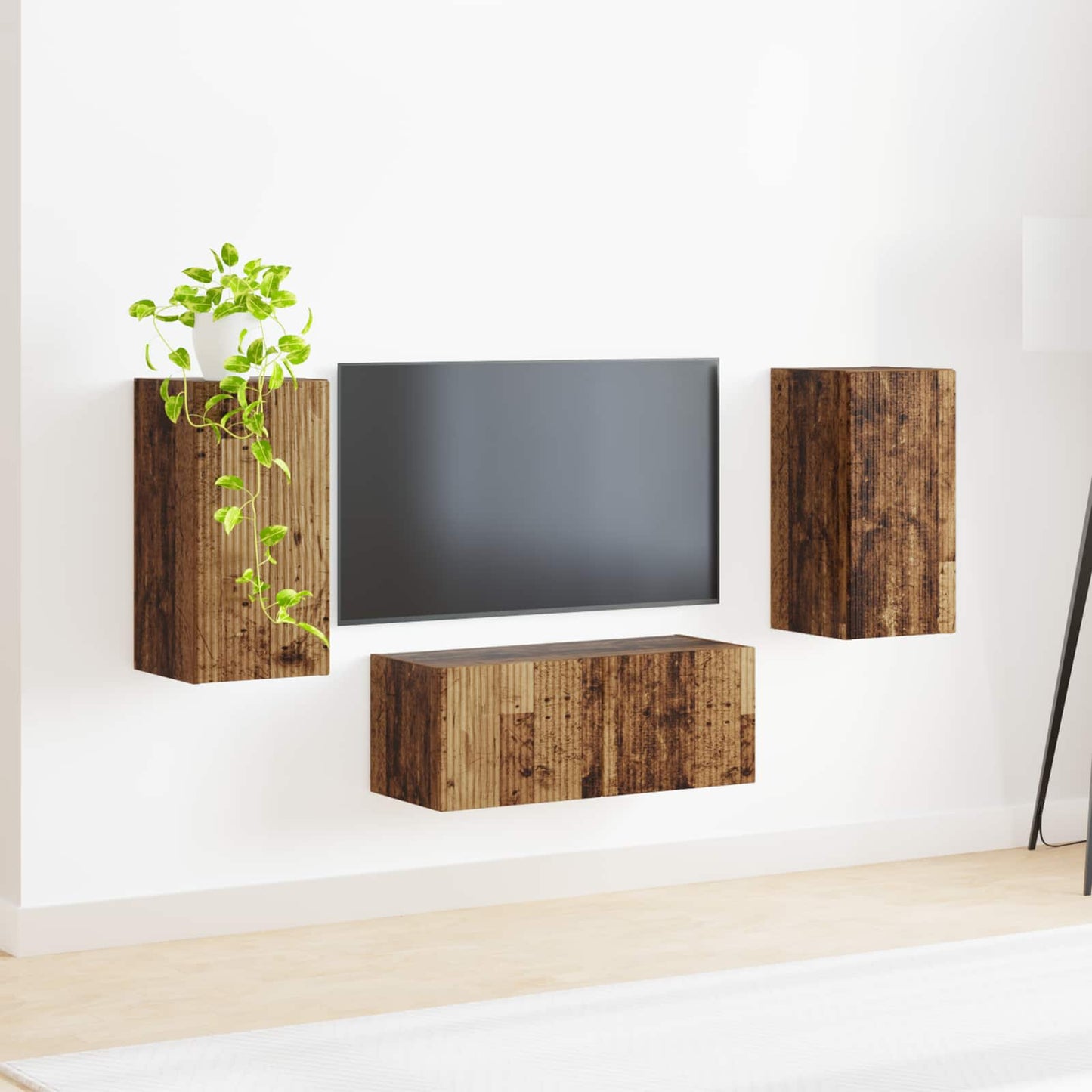 vidaXL TV-Schrankset Wandmontiert 6 pcs Altholz Holzwerkstoff