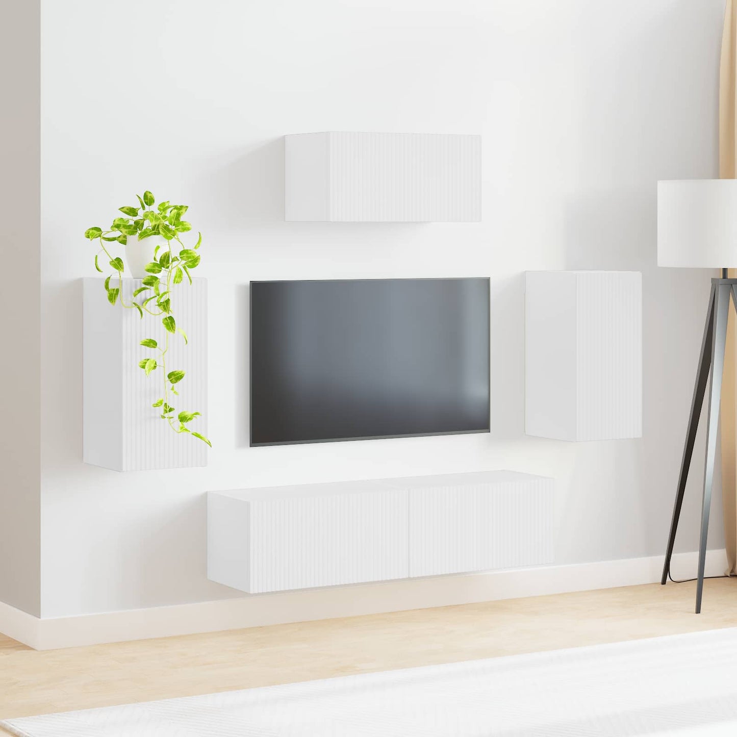 vidaXL TV-Schrankset Wandmontiert 5 pcs Weiß Holzwerkstoff