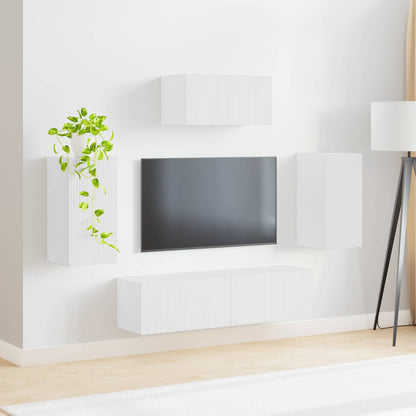 vidaXL TV-Schrankset Wandmontiert 5 pcs Weiß Holzwerkstoff