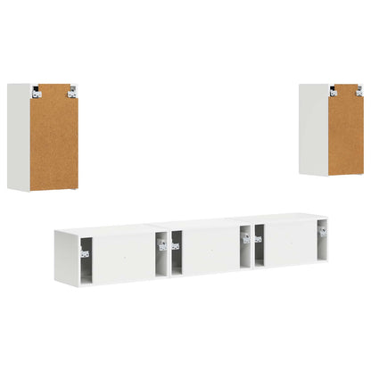 vidaXL TV-Schrankset Wandmontiert 5 pcs Weiß Holzwerkstoff