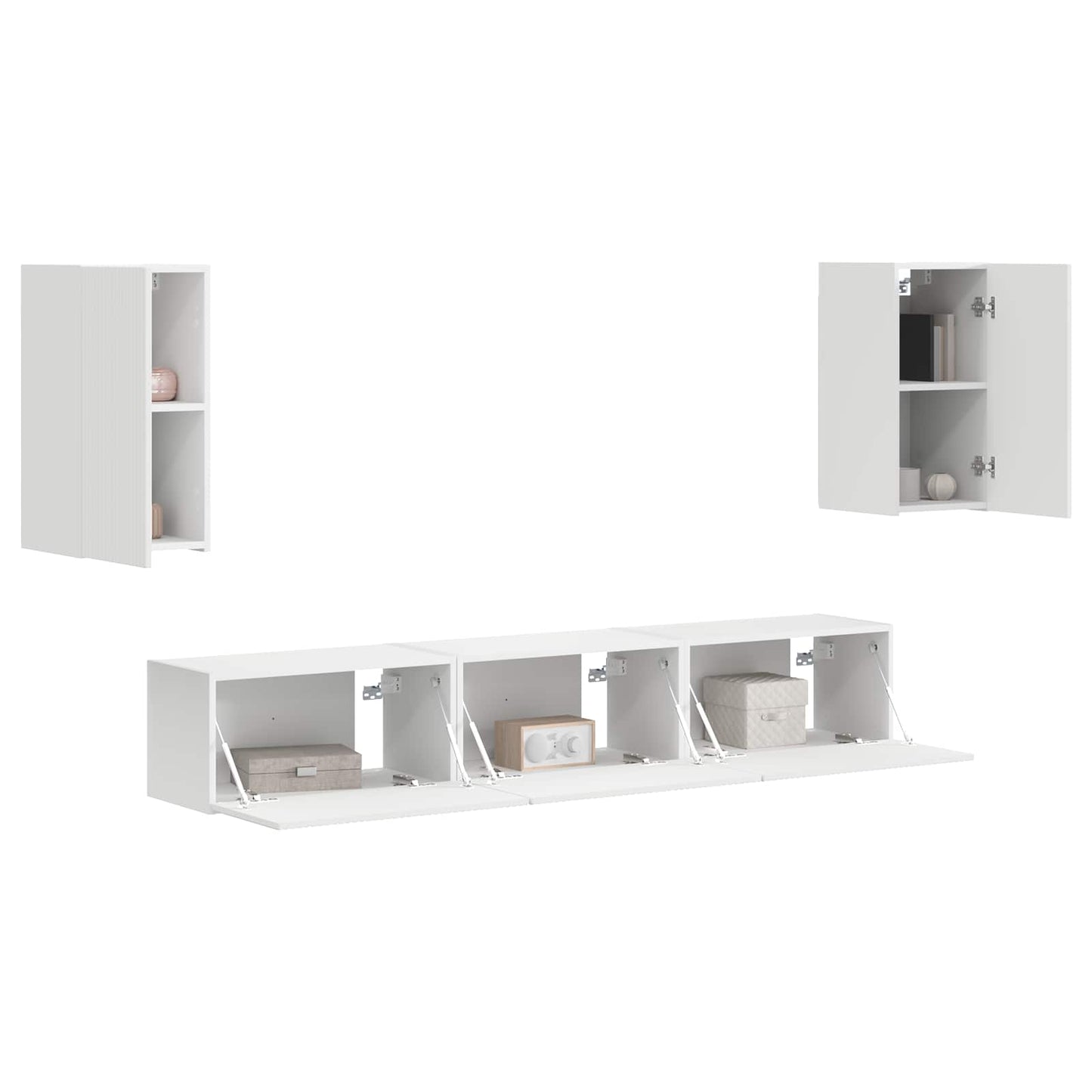 vidaXL TV-Schrankset Wandmontiert 5 pcs Weiß Holzwerkstoff