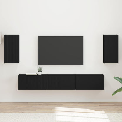 vidaXL TV-Schrankset Wandmontiert 5 pcs Schwarz Holzwerkstoff