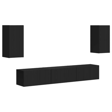 vidaXL TV-Schrankset Wandmontiert 5 pcs Schwarz Holzwerkstoff