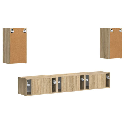 vidaXL TV-Schrankset Wandmontiert 5 pcs Sonoma-Eiche Holzwerkstoff