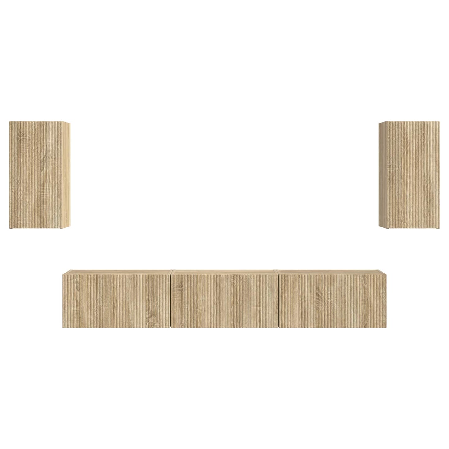vidaXL TV-Schrankset Wandmontiert 5 pcs Sonoma-Eiche Holzwerkstoff