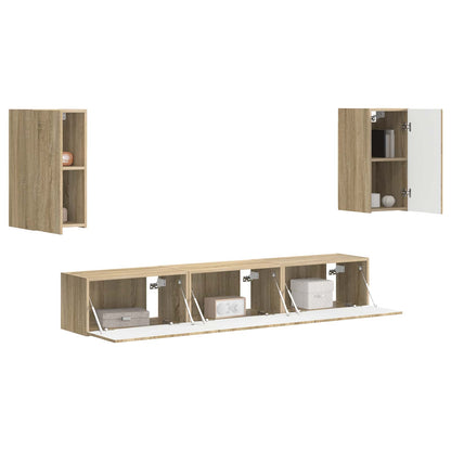 vidaXL TV-Schrankset Wandmontiert 5 pcs Sonoma-Eiche Holzwerkstoff