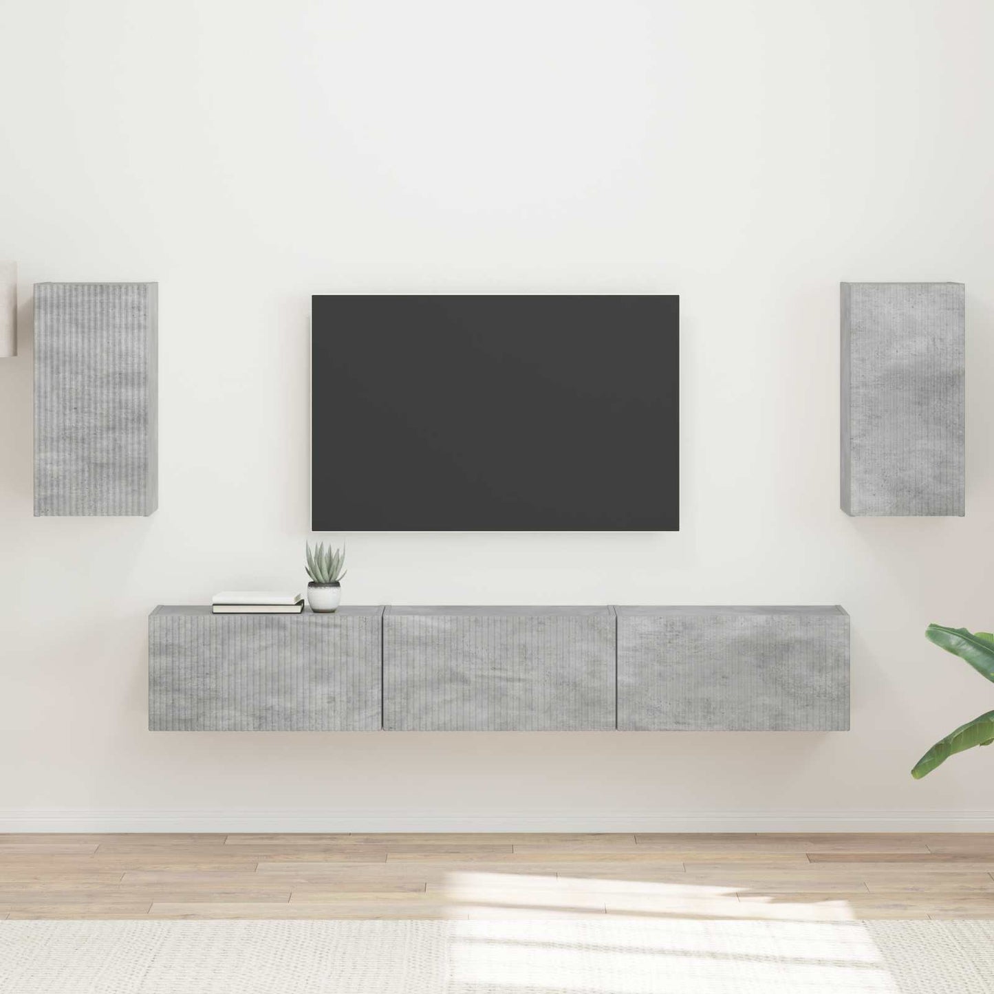 vidaXL TV-Schrankset Wandmontiert 5 pcs Beton Grau Holzwerkstoff